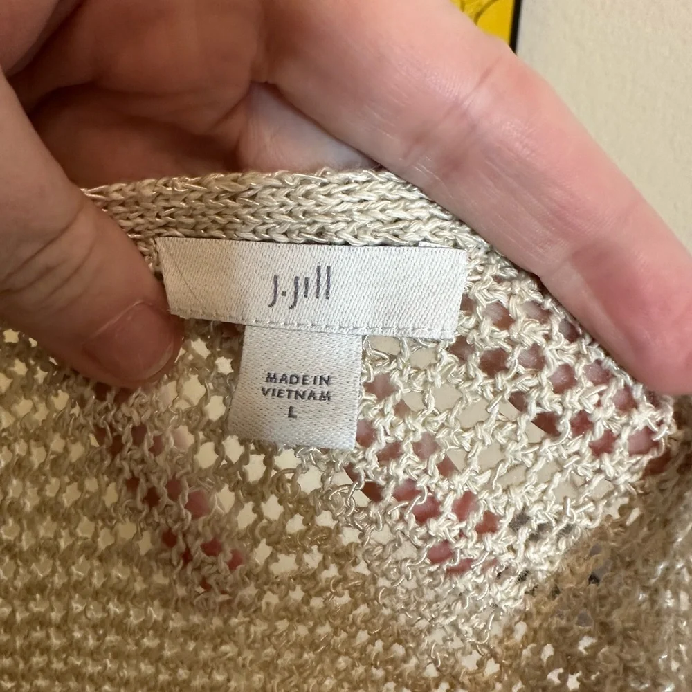 J jill fishnet open weave sweater size L - Picture 2 of 4